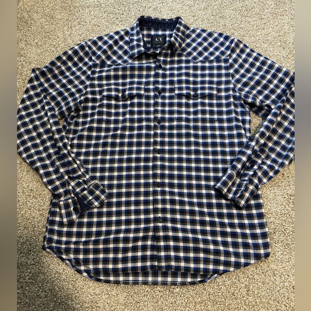 Armani Exchange Men's Shirt  Size  M  Button up  Stripes  Flannel Long Sleeve